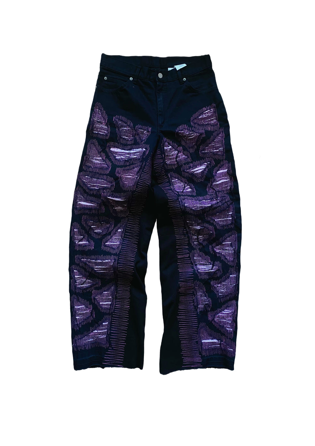 Black and pink repaired logo Jeans